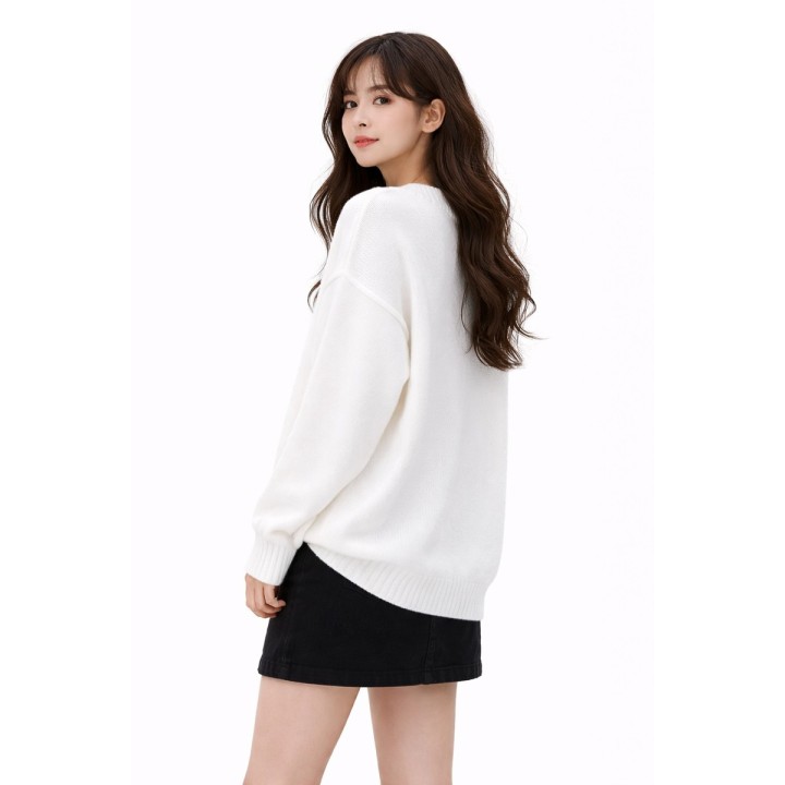 Pull Oversize Blanc Cassé