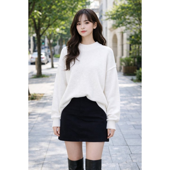 Pull Oversize Blanc Cassé