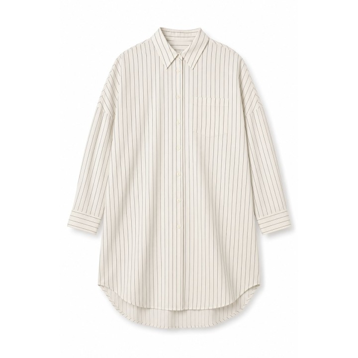 Robe-Chemise Oversize Rayures Ivoire