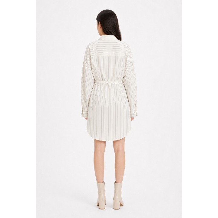 Robe-Chemise Oversize Rayures Ivoire