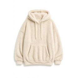 Pull à Capuche Sherpa Blanc Oversize