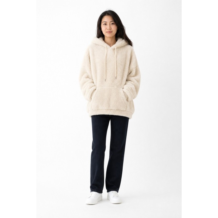 Pull à Capuche Sherpa Blanc Oversize