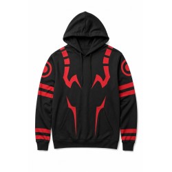 Sweat à Capuche Graphique Noir et Rouge