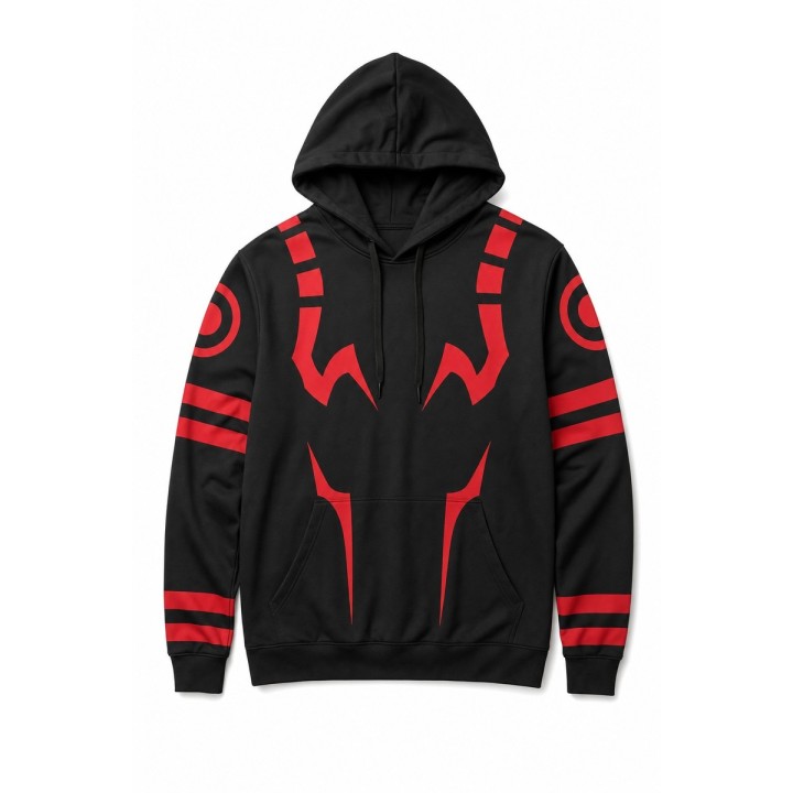 Sweat à Capuche Graphique Noir et Rouge