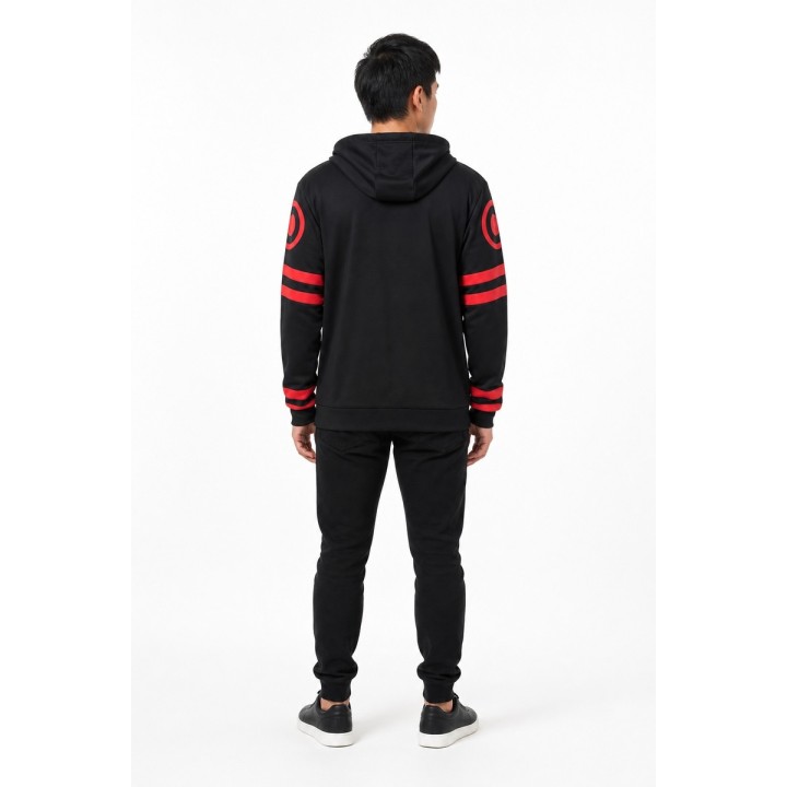 Sweat à Capuche Graphique Noir et Rouge