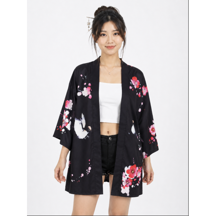Kimono Femme Fleurs et Oiseaux | Japean