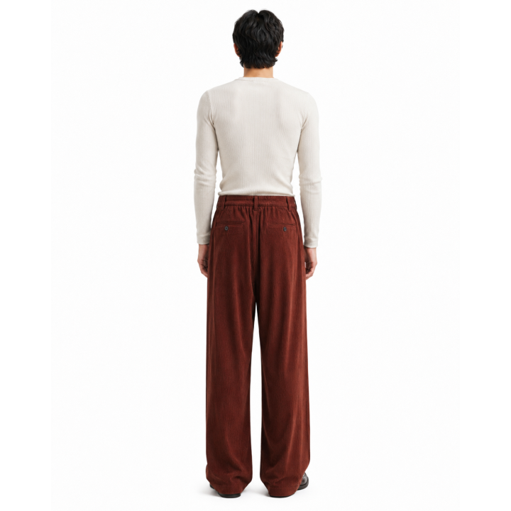 Pantalon Large Velours Rouille | Japean