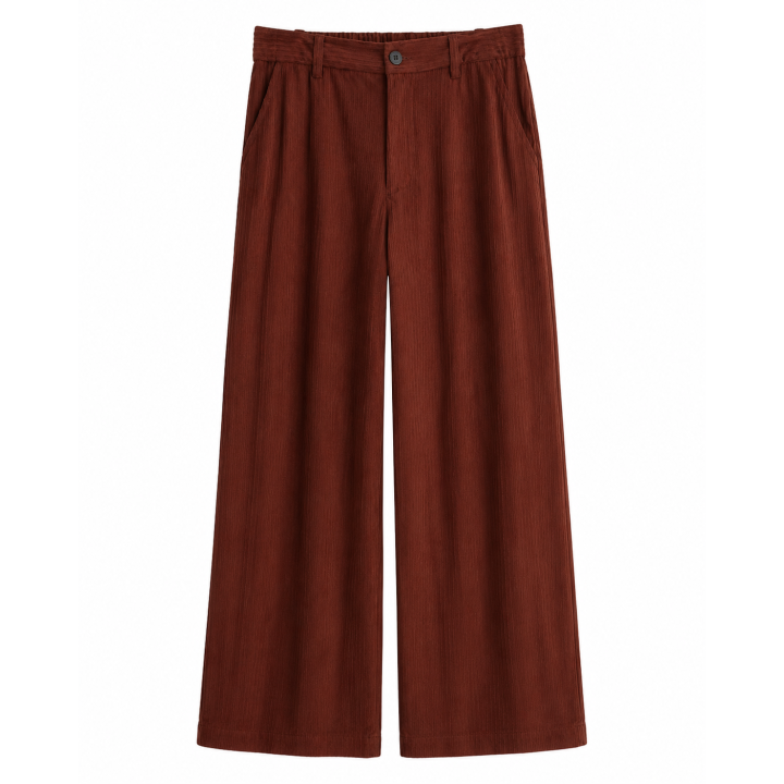 Pantalon Large Velours Rouille | Japean