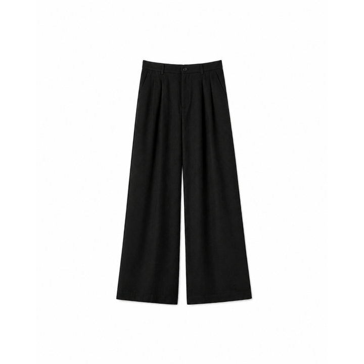 Pantalon Large à Pinces Noir | Japean