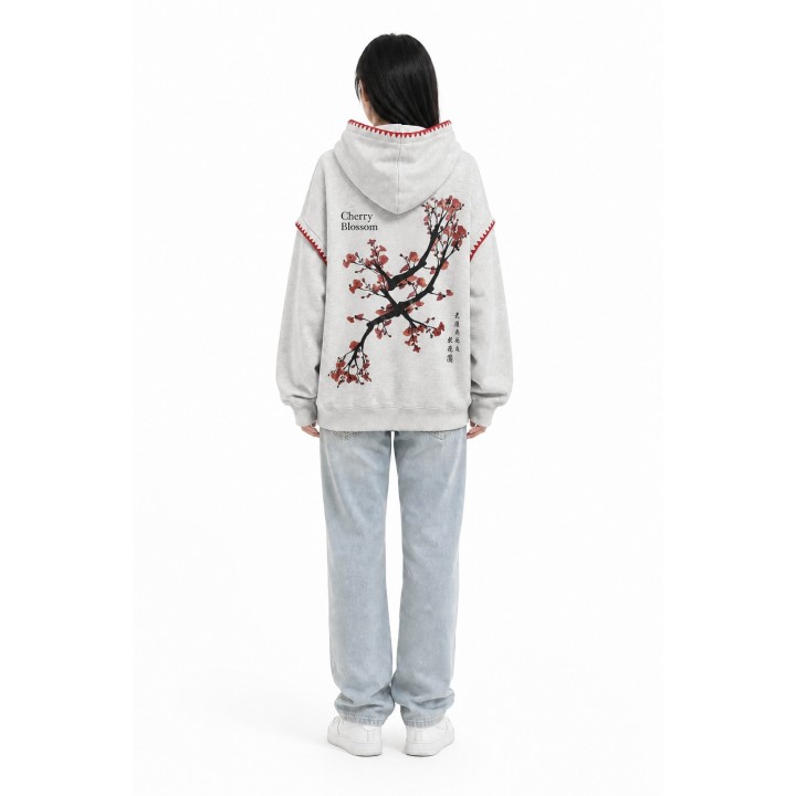 Sweat a Capuche Fleurs de Cerisier Femme