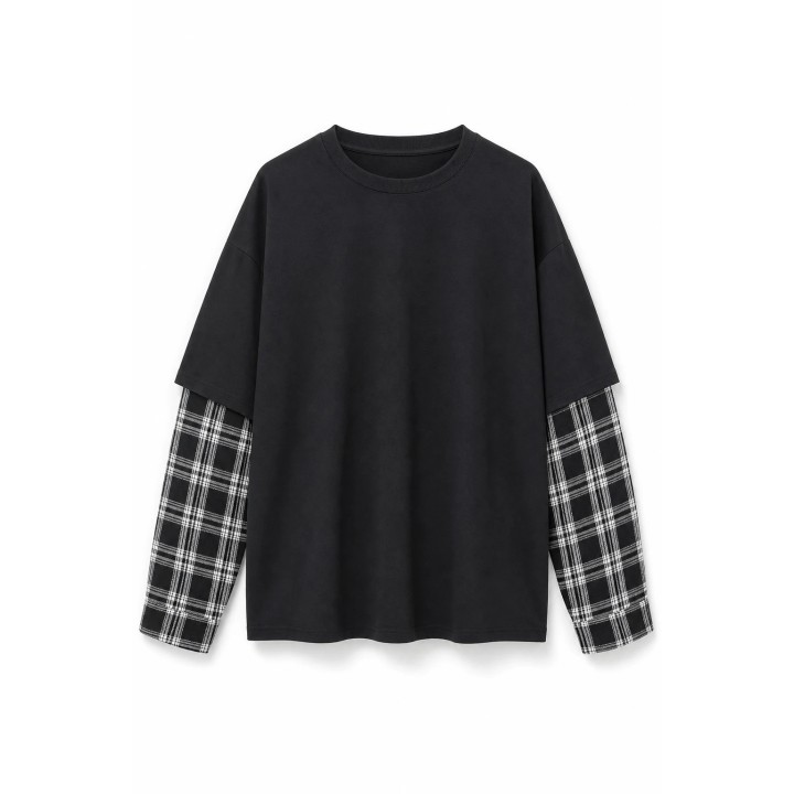 T-shirt Chemise 2-en-1 Carreaux Homme