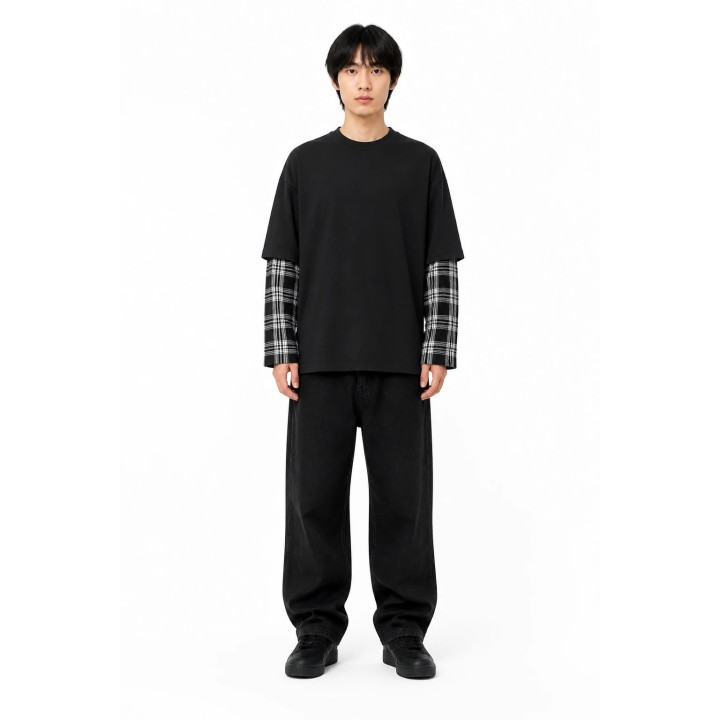 T-shirt Chemise 2-en-1 Carreaux Homme