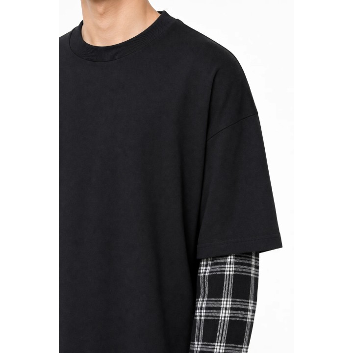 T-shirt Chemise 2-en-1 Carreaux Homme