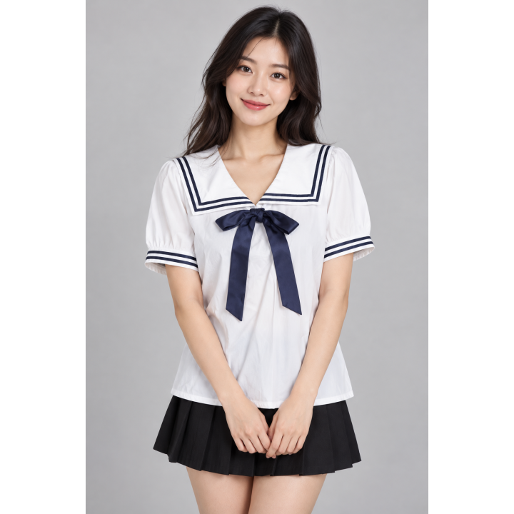 Blouse Blanche à Col Marin