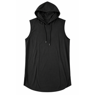 Débardeur Noir Long à Capuche
