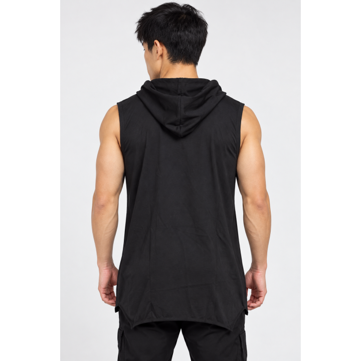 Débardeur Noir Long à Capuche
