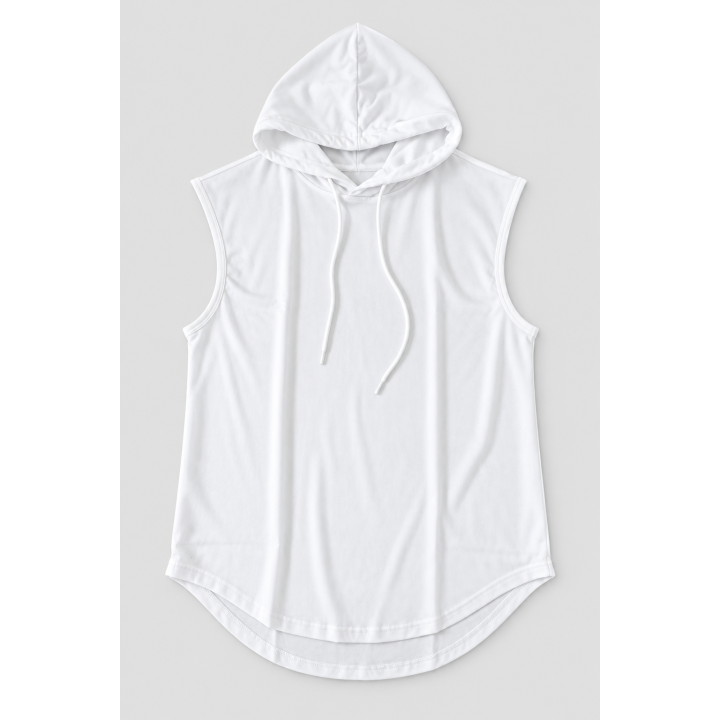 Débardeur Blanc Long à Capuche