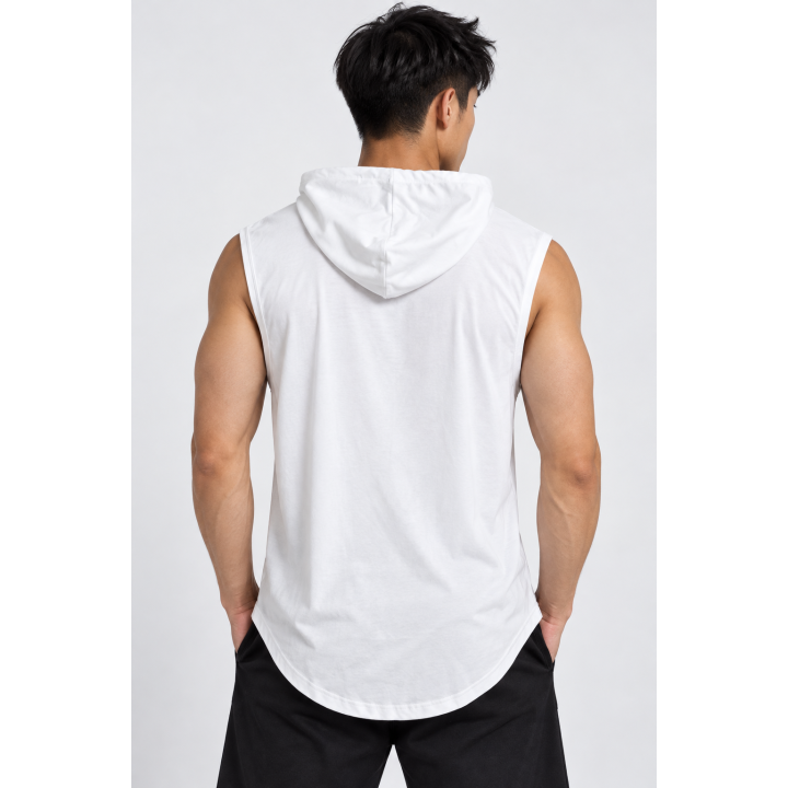 Débardeur Blanc Long à Capuche
