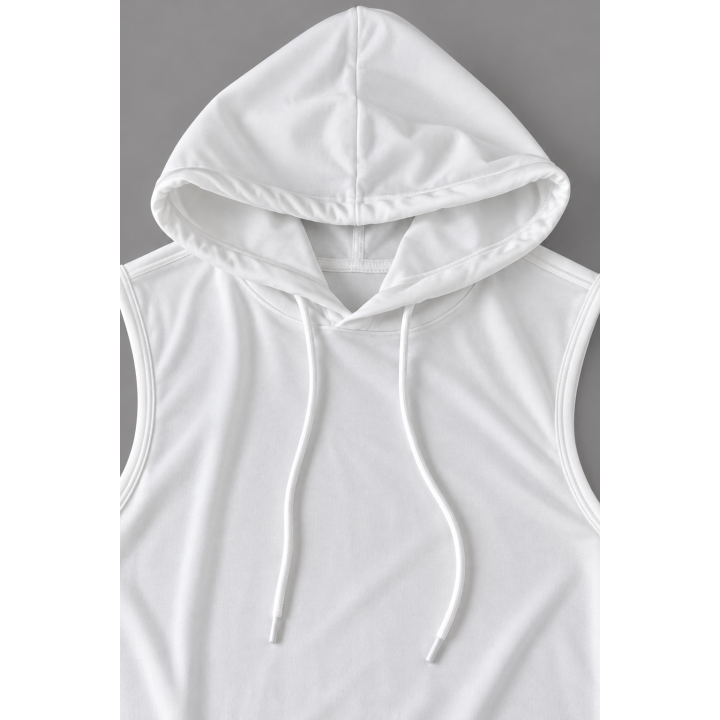 Débardeur Blanc Long à Capuche