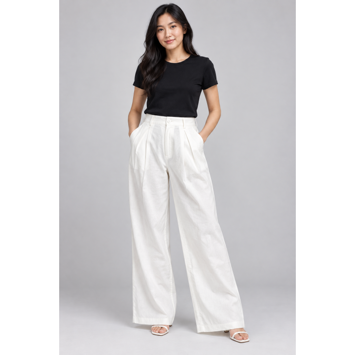 Pantalon Large Blanc Cassé