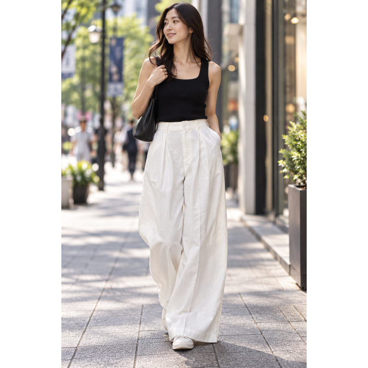 Pantalon Large Blanc Cassé