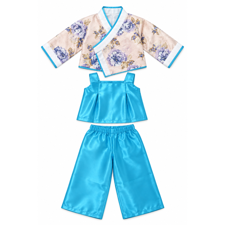 Ensemble Enfant Turquoise Fleuri