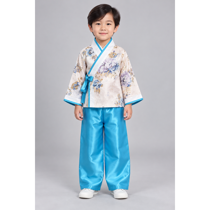 Ensemble Enfant Turquoise Fleuri