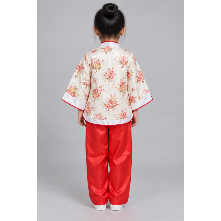 Ensemble Enfant Blanc et Rouge Fleuri