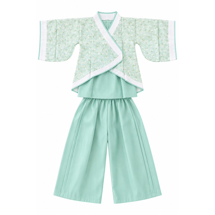 Ensemble Enfant Vert Menthe Fleuri