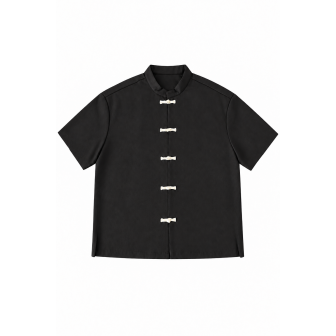 Chemise Noire à Brandebourgs